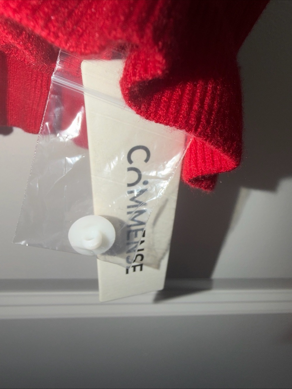 Commense Red Ribbed V-Neck Cardigan with Ruffle Hem - Picture 4 of 7